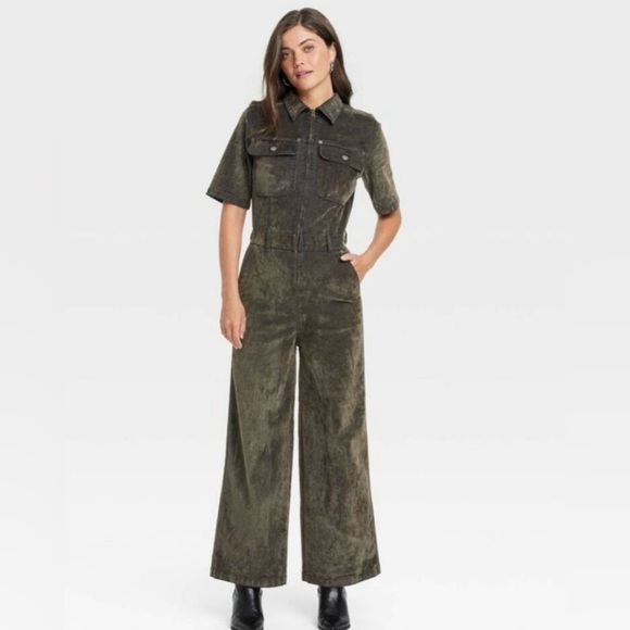 Universal Thread|Charcoal Olive wide leg utility Jumpsuit,short sleeve•••NWT, 12 - Picture 1 of 16